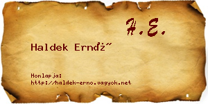 Haldek Ernő névjegykártya